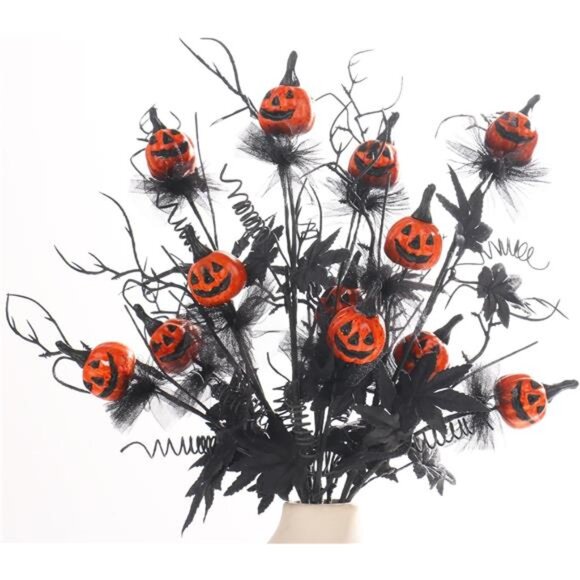 5PCS Halloween Decoration Artificial Pumpkin Maple Leaf, 19.5" - Picture 4 of 6